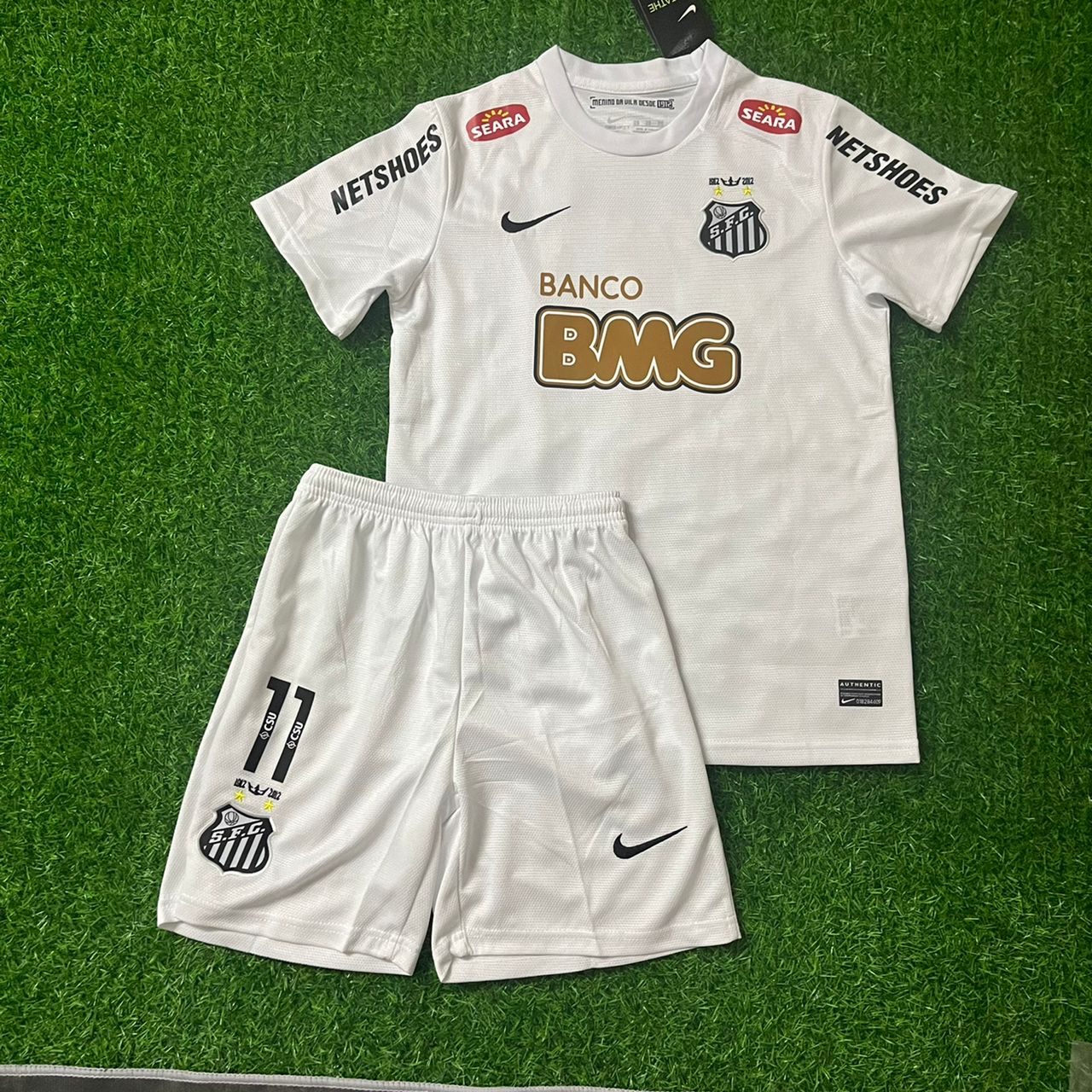 Neymar Jr Santos FC White Kid Children Set Retro Football Jersey Trikot
