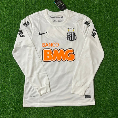 Neymar Jr Santos FC Retro Langarm-Fußballtrikot Weiß
