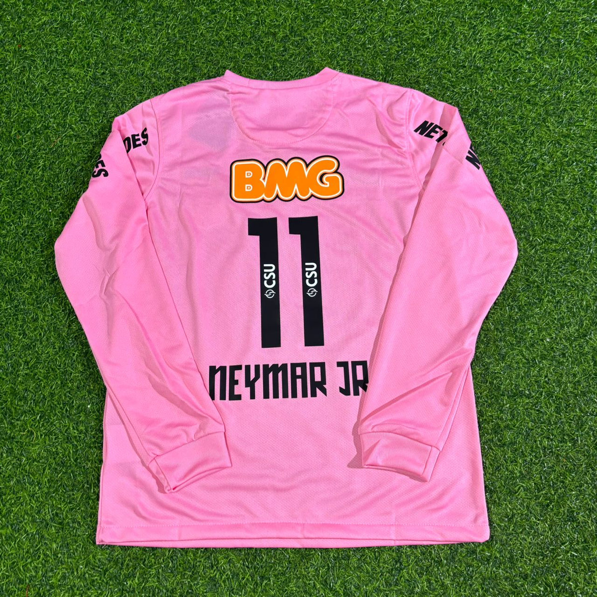 Neymar Jr Santos Kids Pink Long Sleeve Retro Football Jersey