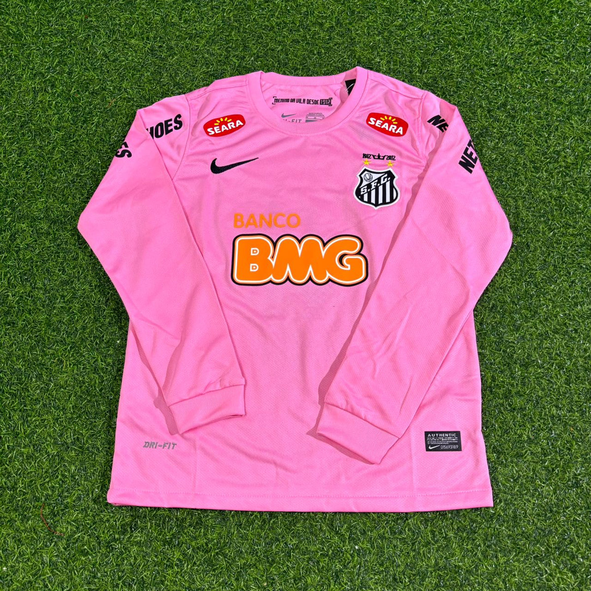 Neymar Jr Santos Kids Pink Long Sleeve Retro Football Jersey