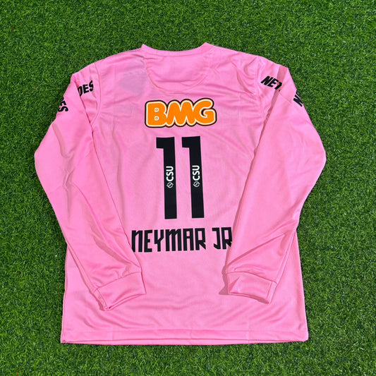 Neymar Jr Santos Rosa Langarm Retro Fußballtrikot