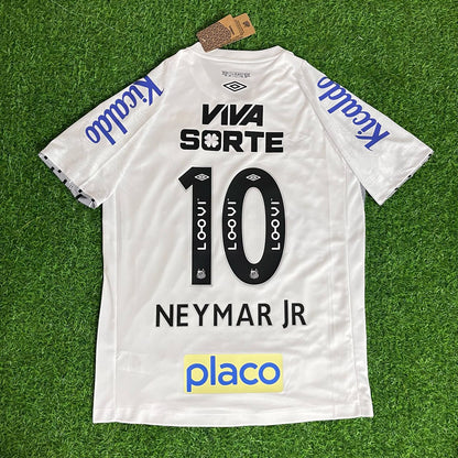 Neymar Jr 10 Santos Home White Retro Kit Jersey Trikot Maillot Soccer Shirt