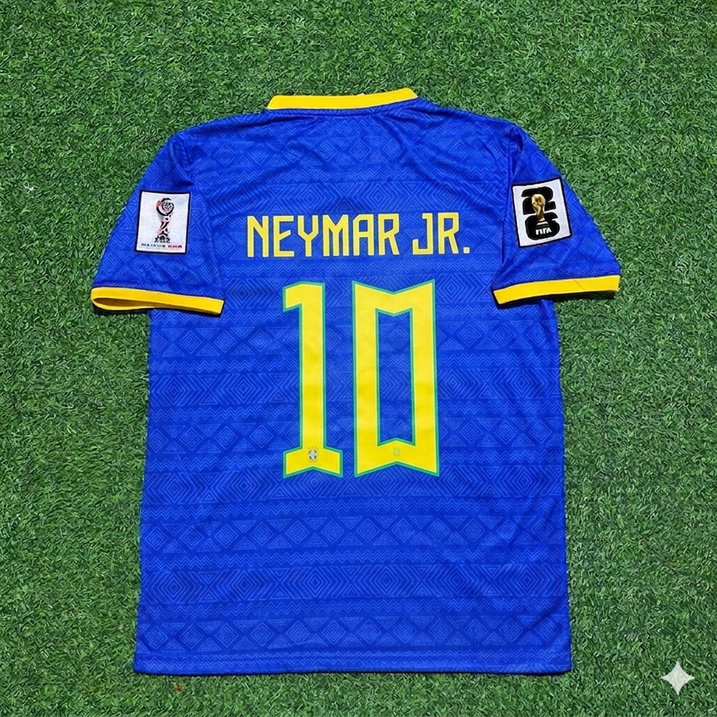 Maillot de foot Neymar Jr 10 Brésil Coupe du Monde 2026 Bleu Nouvelle Saison
