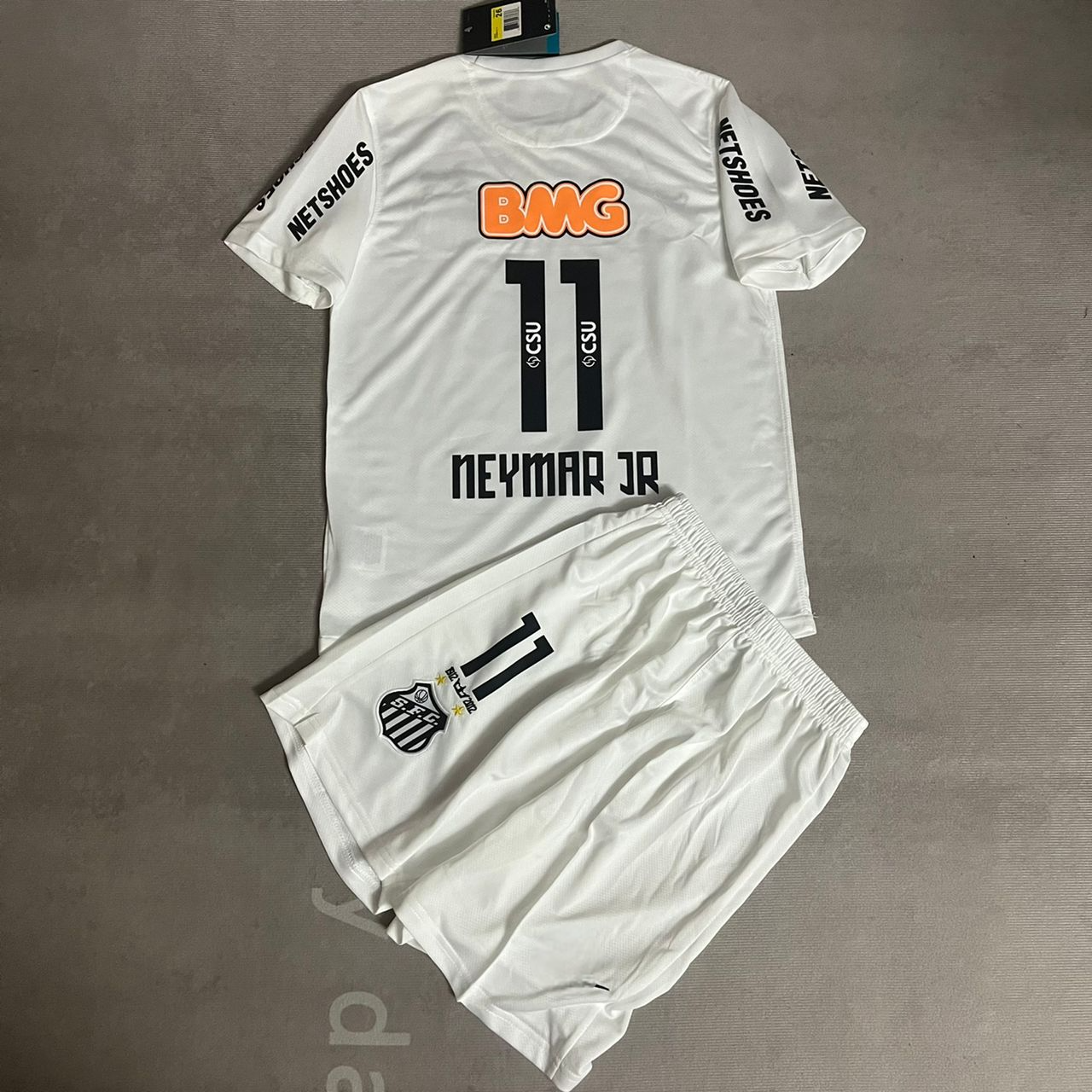 Neymar Jr Santos FC 2013 White Kids Retro Football Jersey Set