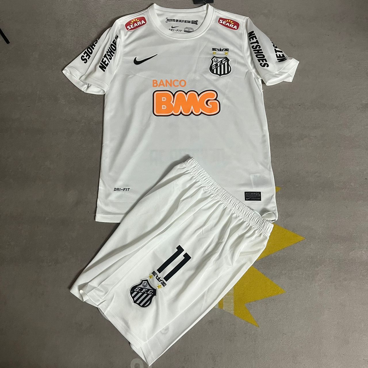 Neymar Jr Santos FC 2013 White Kids Retro Football Jersey Set