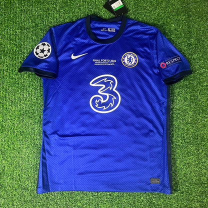 N'Golo Kante Chelsea 2021 Champions League Final Porto Blue Retro Kit Jersey Trikot Maglia Soccer Shirt