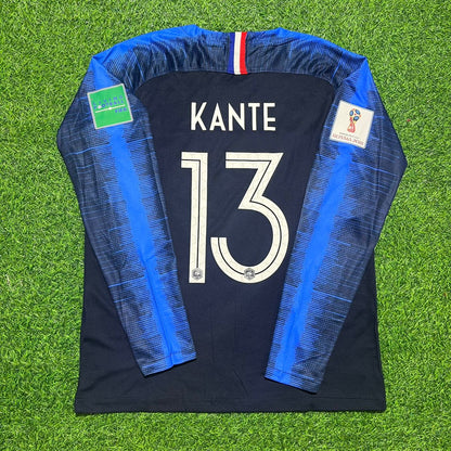 N'Golo Kante France 2018 World Cup Final Long Sleeve Retro Football Jersey Kit