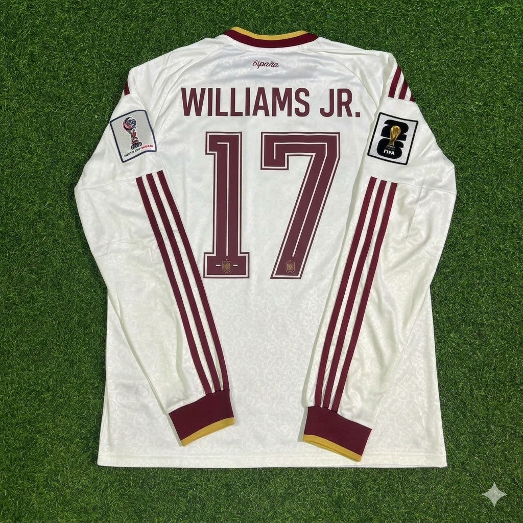 Nico Williams Jr. #17 Espagne Maillot Extérieur Manches Longues Coupe du Monde 2026