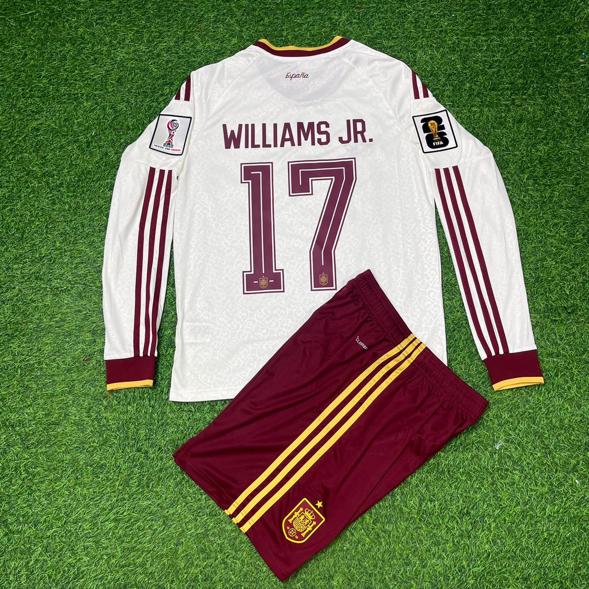 Nico Williams Spain 2026 World Cup Away Long Sleeve Kids Football Jersey