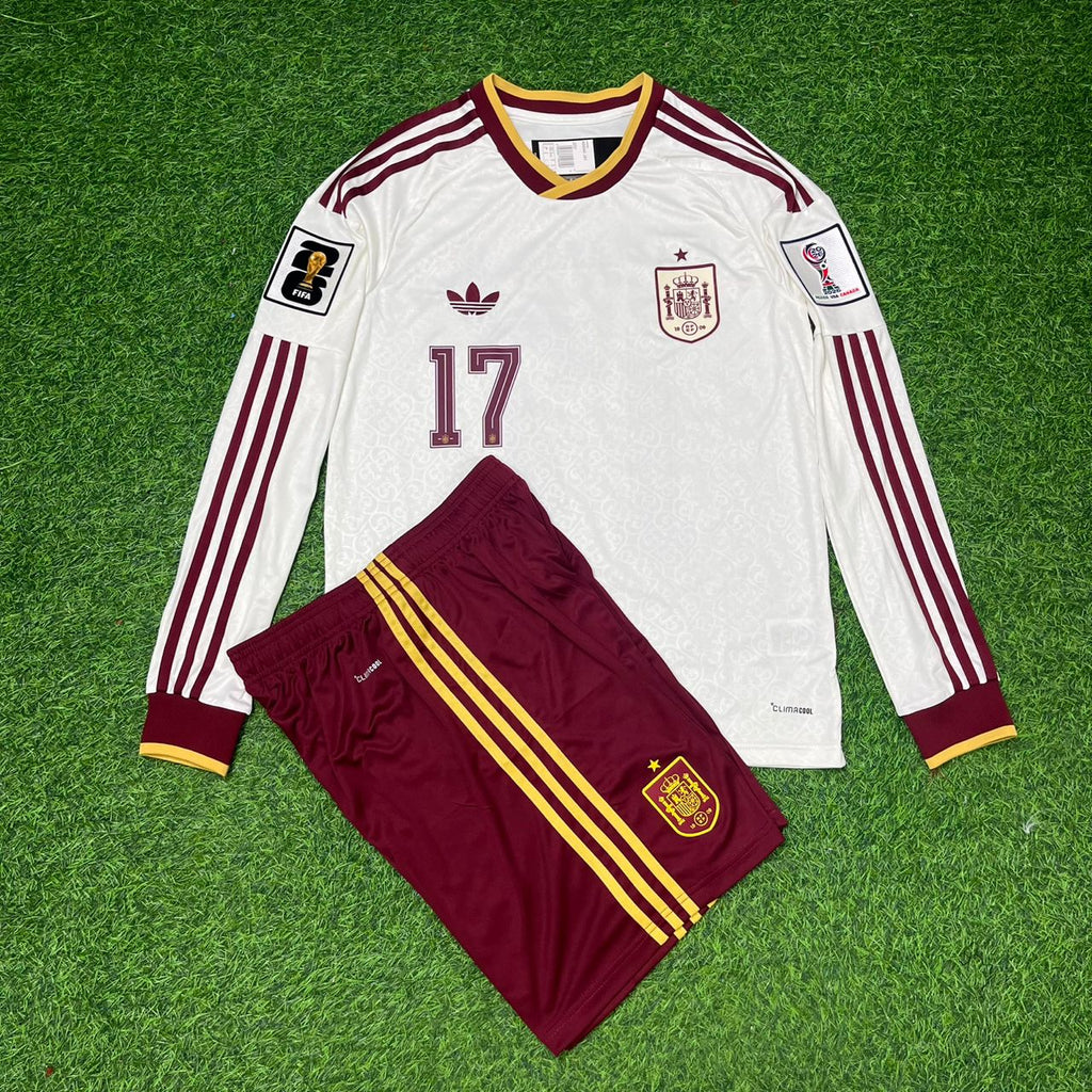 Maillot de football enfant à manches longues extérieur Coupe du Monde 2026 Espagne Nico Williams
