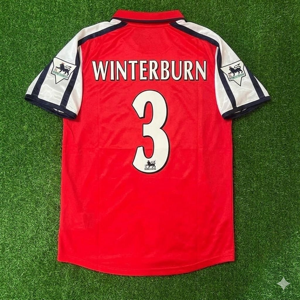 Nigel Winterburn #3 Arsenal 1999-2002 Rot Weiß Retro Trikot Fußballshirt