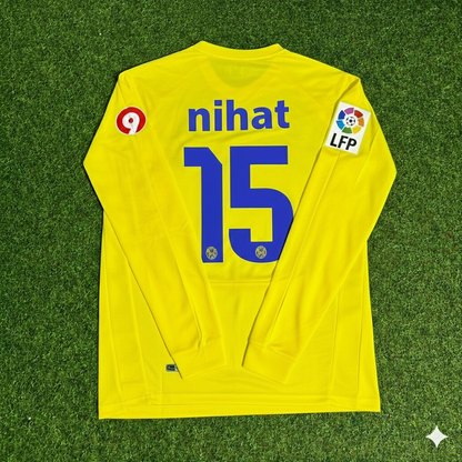 Nihat Kahveci 15 Villarreal CF 2008/2009 Retro-Langarm-Fußballtrikot
