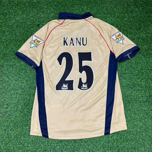 Nwankwo Kanu #25 Camiseta retro dorada de visitante del Arsenal 2001-2002