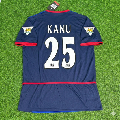 Nwankwo Kanu 25- Arsenal 2002-2004 Schwarz Blau o2 Retro Trikot Maglia Camiseta Fußballtrikot