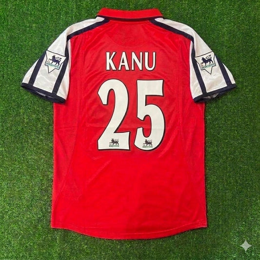 Nwankwo Kanu #25 Arsenal 1999-2002 Maillot Rétro Rouge Blanc Trikot Maglia Camiseta Maillot de Football