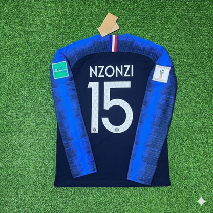 Steven Nzonzi France 2018 World Cup Final Long Sleeve Retro Football Jersey Kit