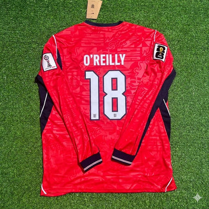 Nico O'Reilly England 2026 World Cup Away Red Long Sleeve Football Jersey