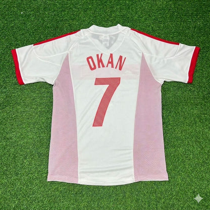 Okan Buruk Türkei 2002 WM Weißes Retro-Fußballtrikot