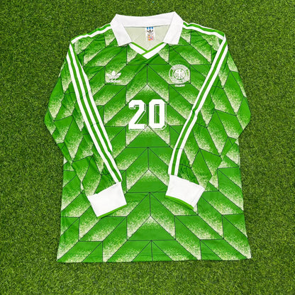 Olaf Thon Germany 1990 World Cup Green Long Sleeve Football Jersey