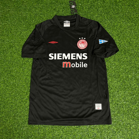 Olympiakos 2004-05 – Schwarzes Heim-Retro-Trikot Fußballshirt
