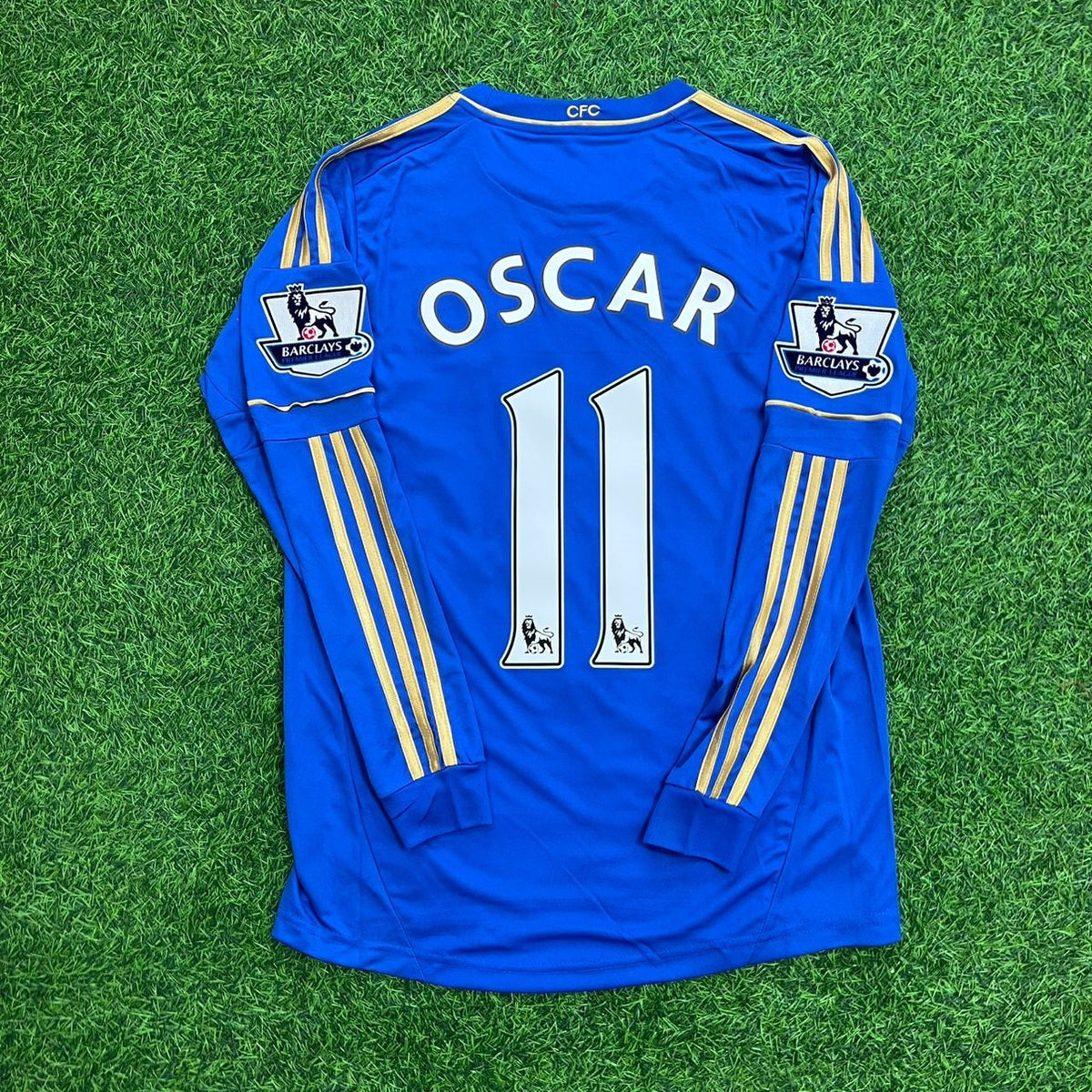 Chelsea 2012/13 Premier League Patch Blue Retro Football Jersey – Oscar