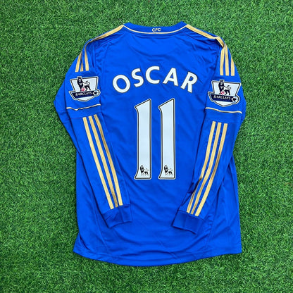 Chelsea 2012/13 Premier League Patch Blue Retro Football Jersey – Oscar