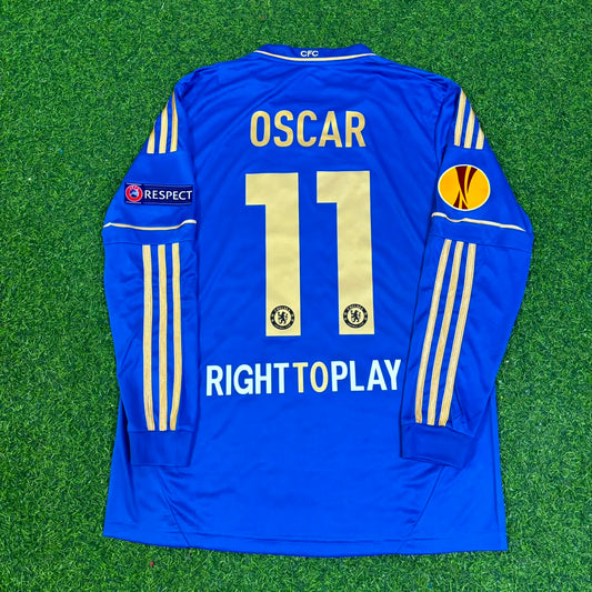 Maillot de football rétro bleu Chelsea 2013 – Finale de l’Europa League à Amsterdam – Oscar 11