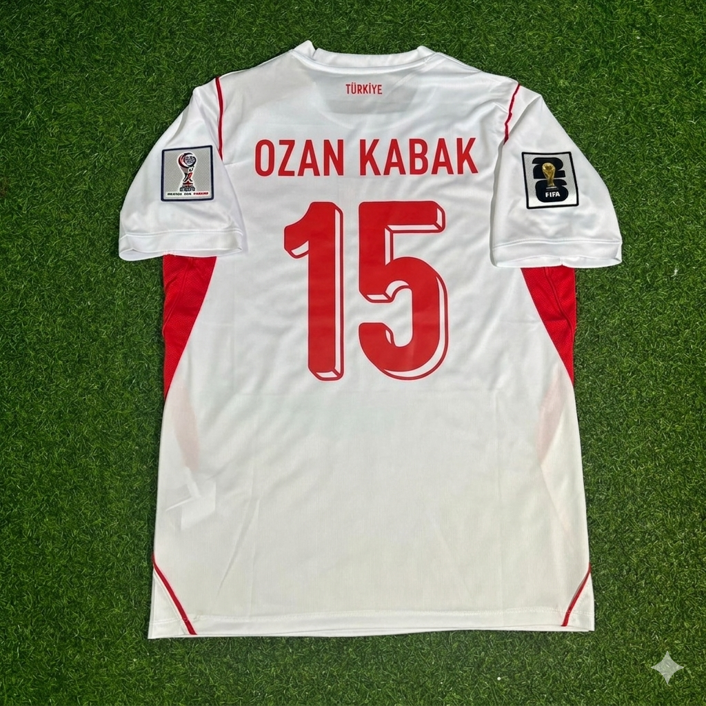 Ozan Kabak #15 Türkei Türkiye - WM 2026 - Auswärts Weiß - Jersey Trikot - Maillot Maglia