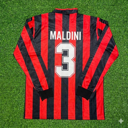 Maillot de football rétro à manches longues Paolo Maldini n° 3 AC Milan 1989-1990
