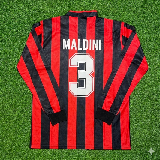 Paolo Maldini #3 AC Milan 1989-1990 Retro Long Sleeve Football Jersey