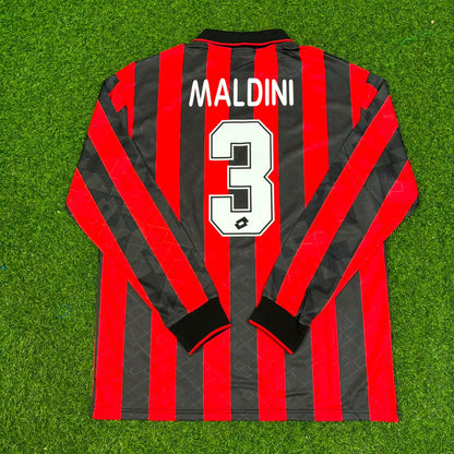 Paolo Maldini #3 AC Milan 1993 1994 Home Long Sleeve Retro Jersey