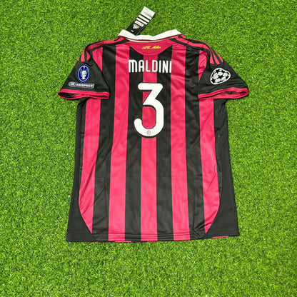 Camiseta de fútbol retro local del AC Milan 2008-2009, temporada final de Paolo Maldini