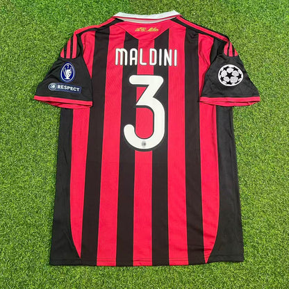 Camiseta de fútbol retro local del AC Milan 2008-2009, temporada final de Paolo Maldini