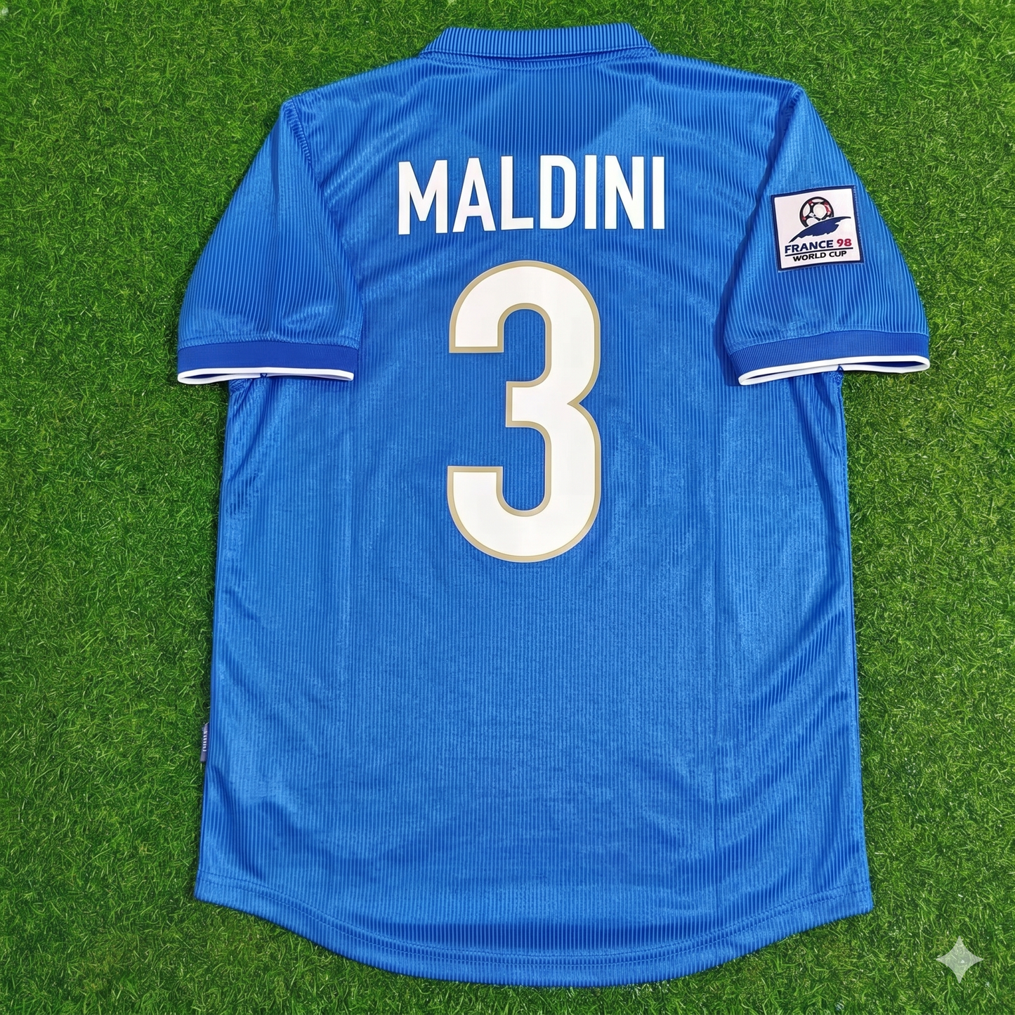 Paolo Maldini Italy 1998 World Cup Home Blue Retro Football Jersey
