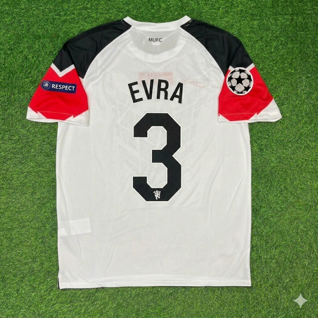 Patrice Evra #3 Manchester United 2011 Champions League Finale Weißes Fußballtrikot
