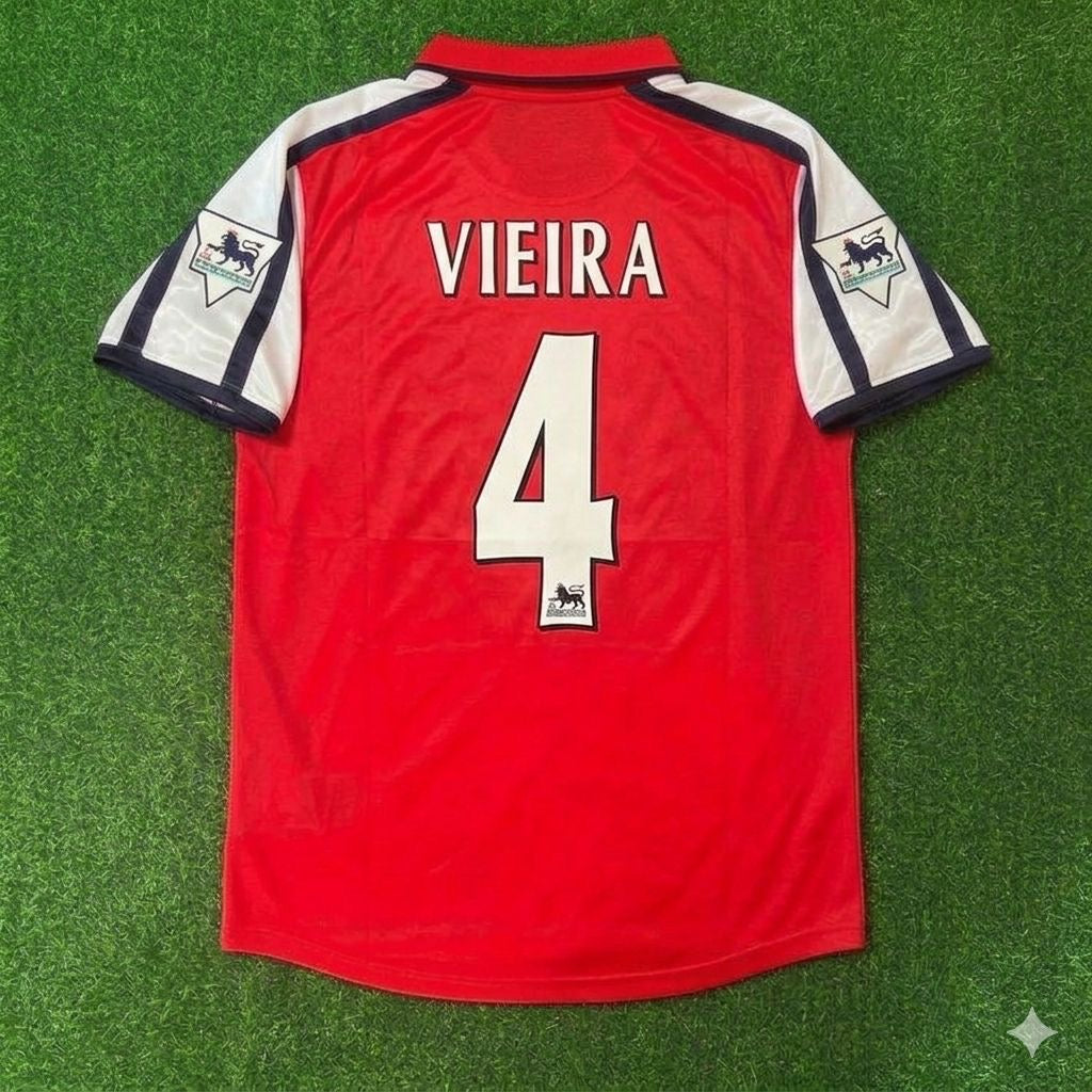 Patrick Vieira #4 Arsenal 1999-2002 Red White Retro Jersey Trikot Maglia Camiseta Soccer Shirt