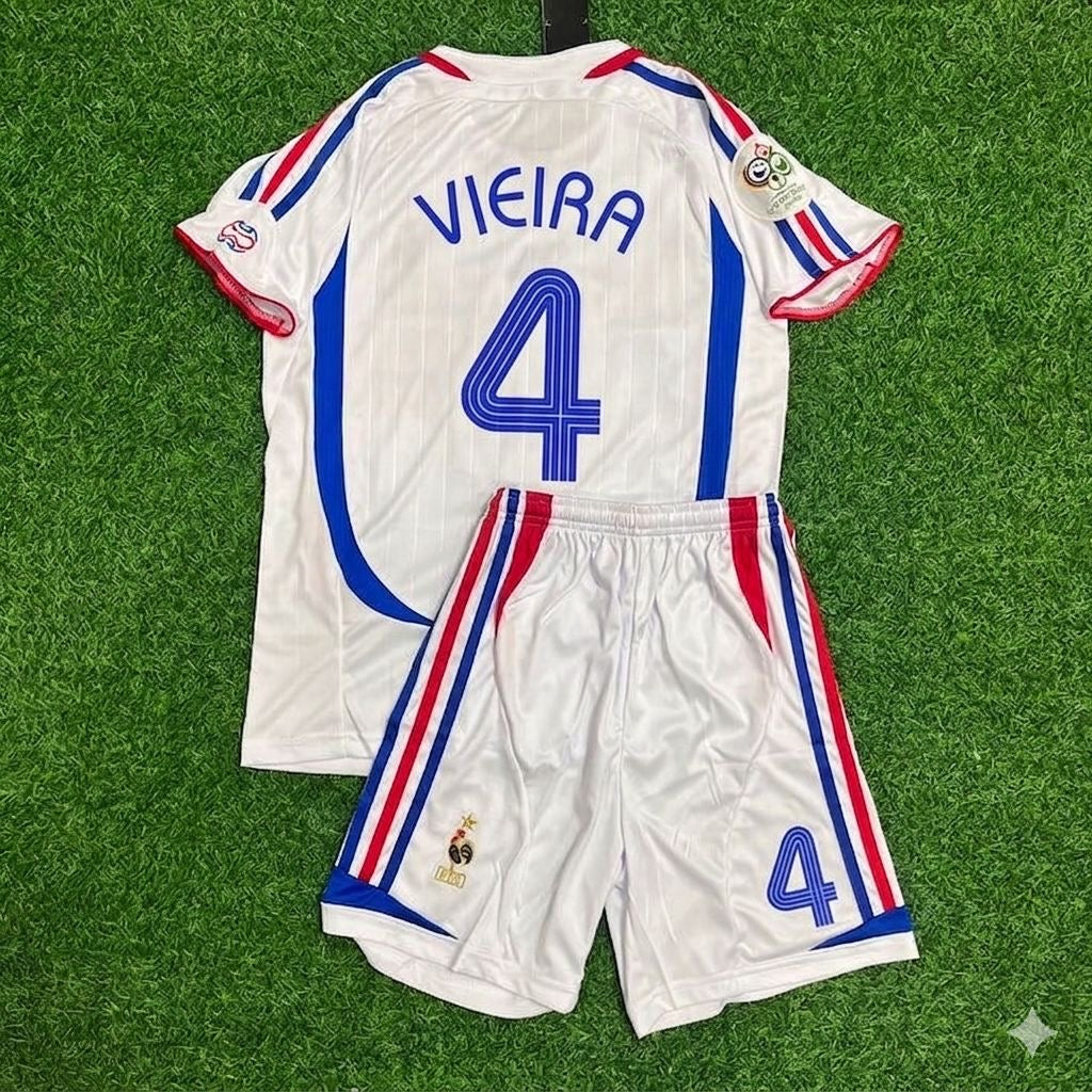 Patrick Vieira #4 France 2006 World Cup Retro Kids Kit – | KinderTrikot Maillot Enfant Soccer Shirt