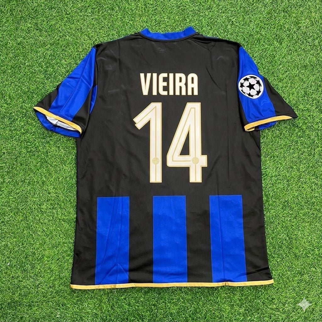 Patrick Vieira #14 Inter Mailand 2008-09 Retro-Fußballtrikot-Set