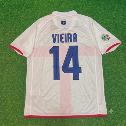 Patrick Vieira #14 Inter 2007- 2008 Saison Auswärts Weiß Rot Retro Trikot Fußball T-Shirt