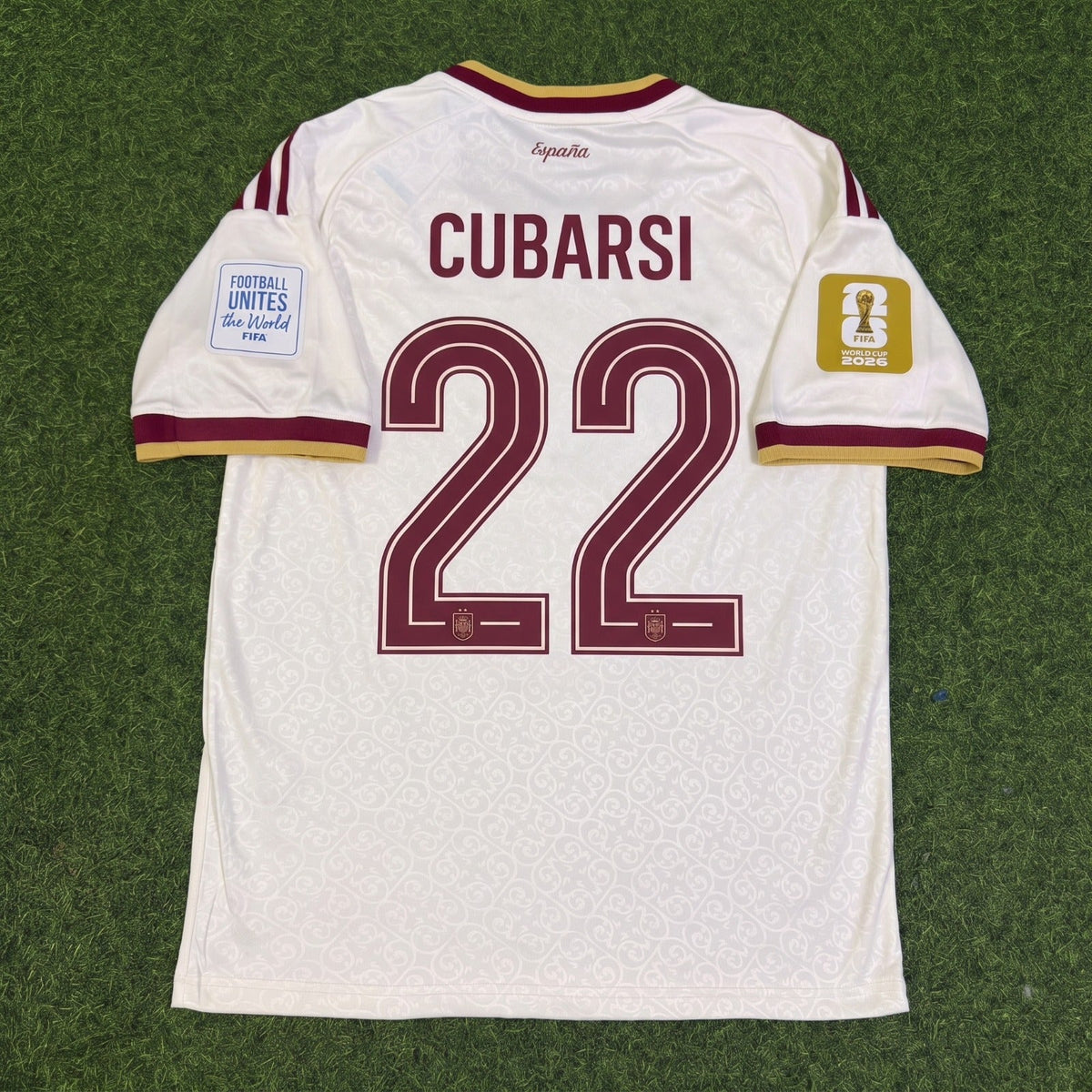 Pau Cubarsi #22 Spanien Zweistern-Weltmeister 2026 Auswärtstrikot