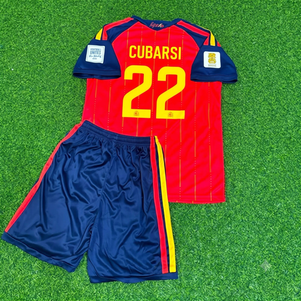 Pau Cubarsi #22 Spanien 2026 Weltmeisterschaft Kinder Trikot