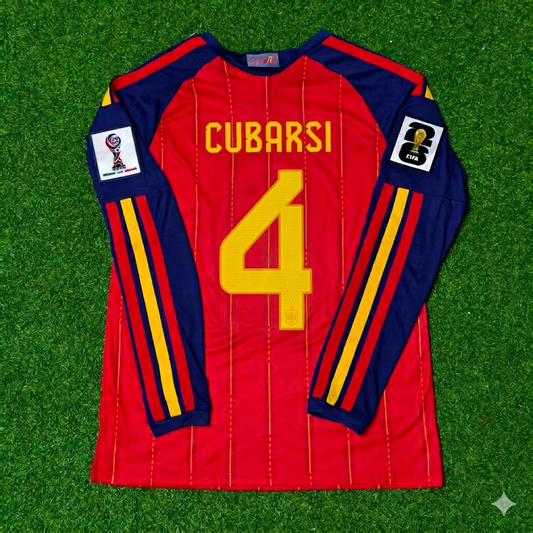 Pau Cubarsi #4 Spanien 2026 Weltmeisterschaft Heimtrikot Langarm