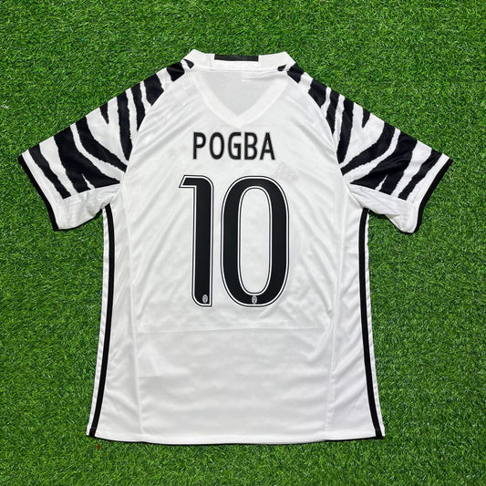 Paul Pogba #10 Juventus 2016 2017 Auswärts Weiß Retro Fußballtrikot