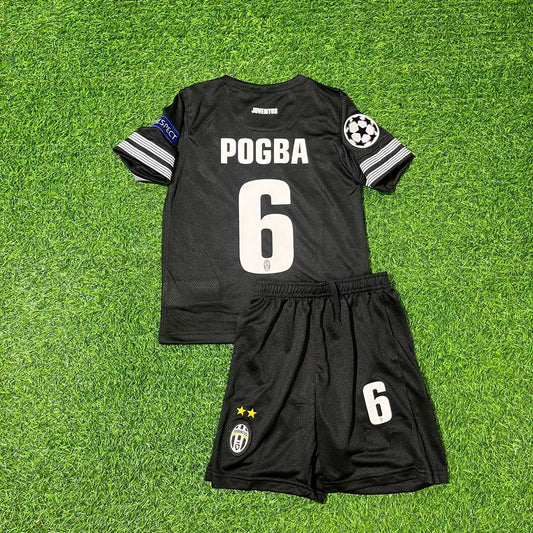 Conjunto de camiseta de fútbol retro negra para niños de Paul Pogba Juventus 2012–2013