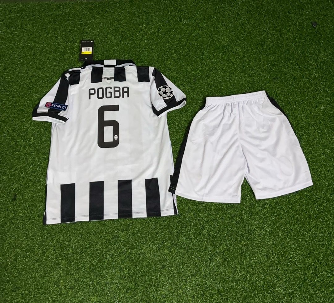 Conjunto de camiseta de fútbol retro para niños de la Juventus 2014-2015 de Paul Pogba