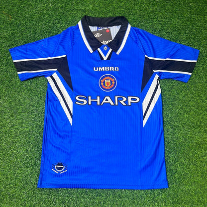 Ole Gunnar Solskjaer Manchester United 1996/1997 Blaues Retro-Fußballtrikot