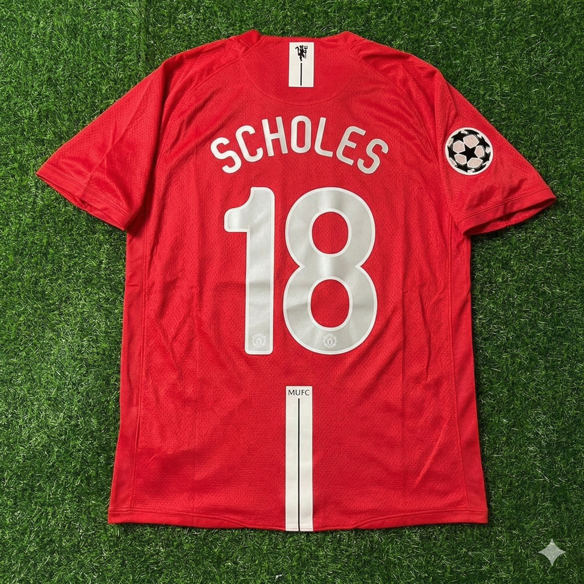 Paul Scholes Manchester United Champions League Finale Moskau 2008 Retro Rotes Fußballtrikot