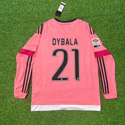 Maillot rétro rose à manches longues Paulo Dybala Juventus 2015-2016