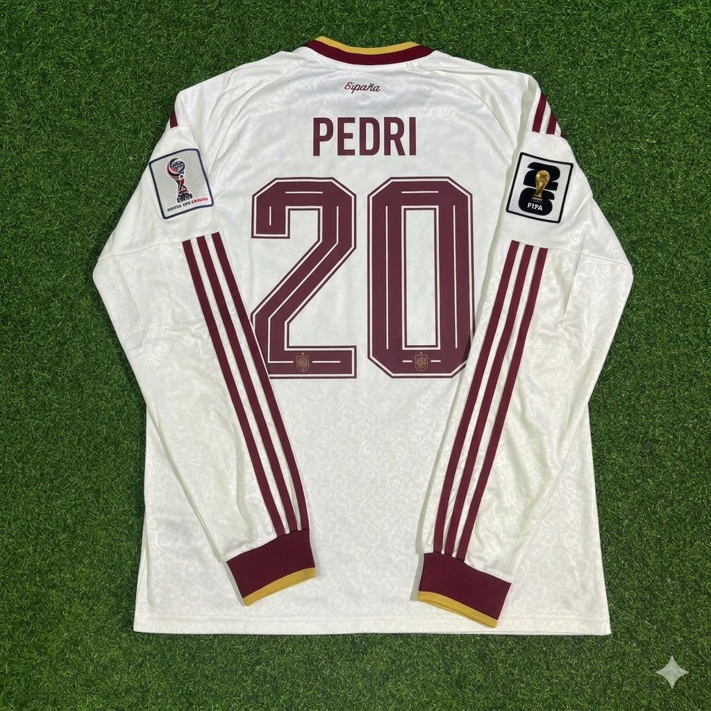 Pedri #20 Espagne Coupe du Monde 2026 Maillot Extérieur Manches Longues