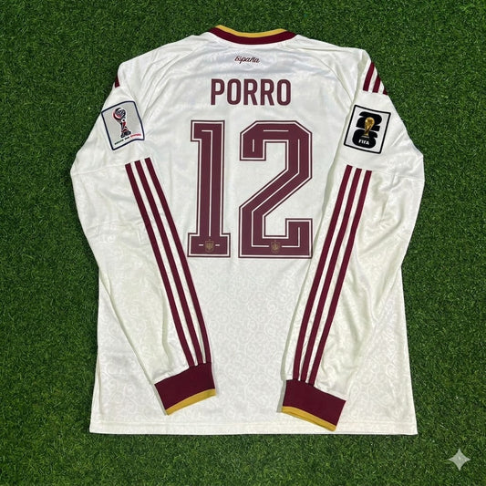 Pedro Porro #12 Spain 2026 World Cup Away Long Sleeve Jersey Trikot Maillot